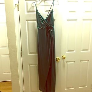 Forest Green Spaghetti Strap Evening Gown